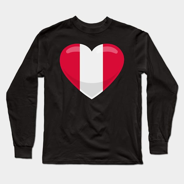 Peru Flag Heart Long Sleeve T-Shirt by SunburstGeo